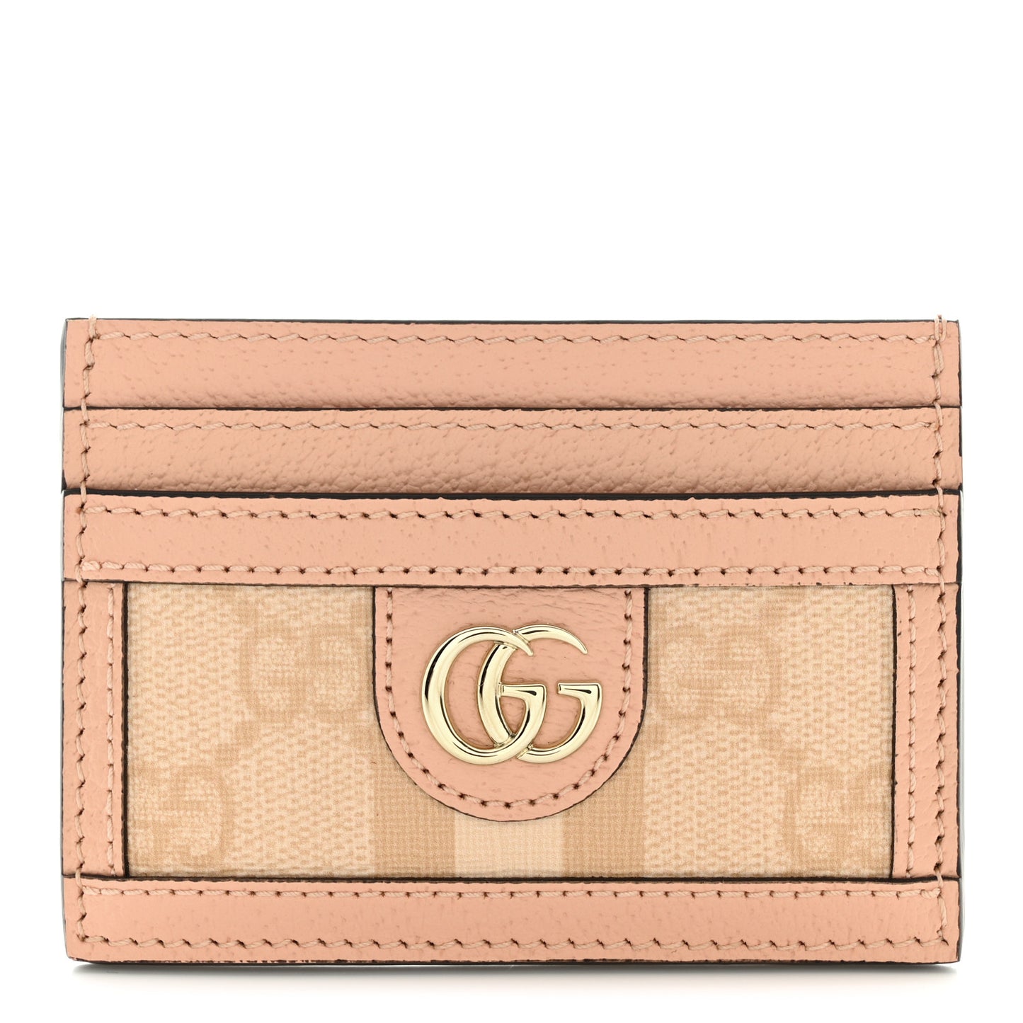 Monogram Textured Dollar Calfskin Web Ophidia Card Holder Cloche Rose Pink