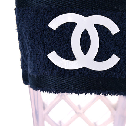 Chanel PVC Transparent Fabric CC Flat Slide Sandals 41 Navy 14 of 15
