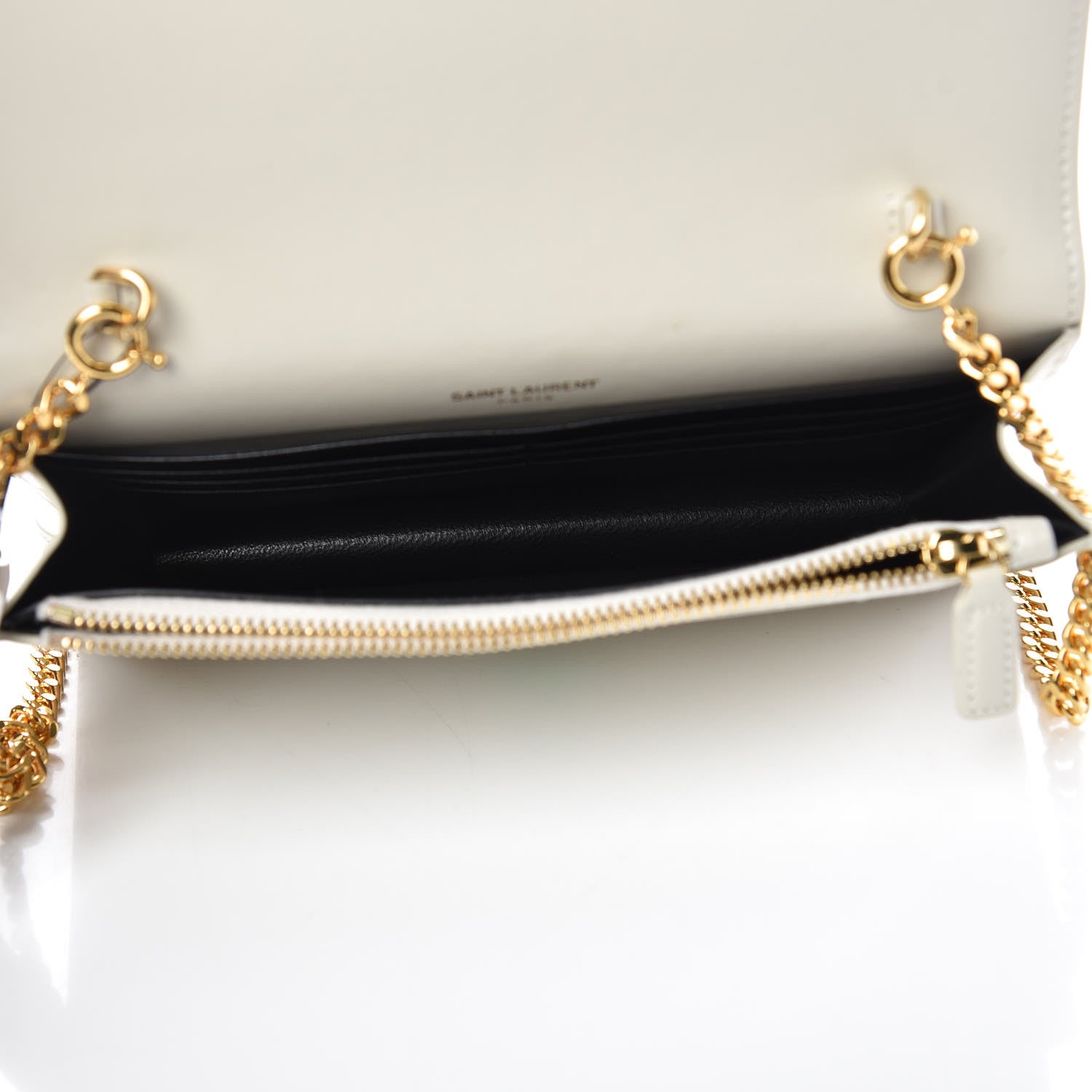 Saint Laurent Calfskin Star Print Monogram Kate Tassel Chain Wallet White Gold 5 of 7