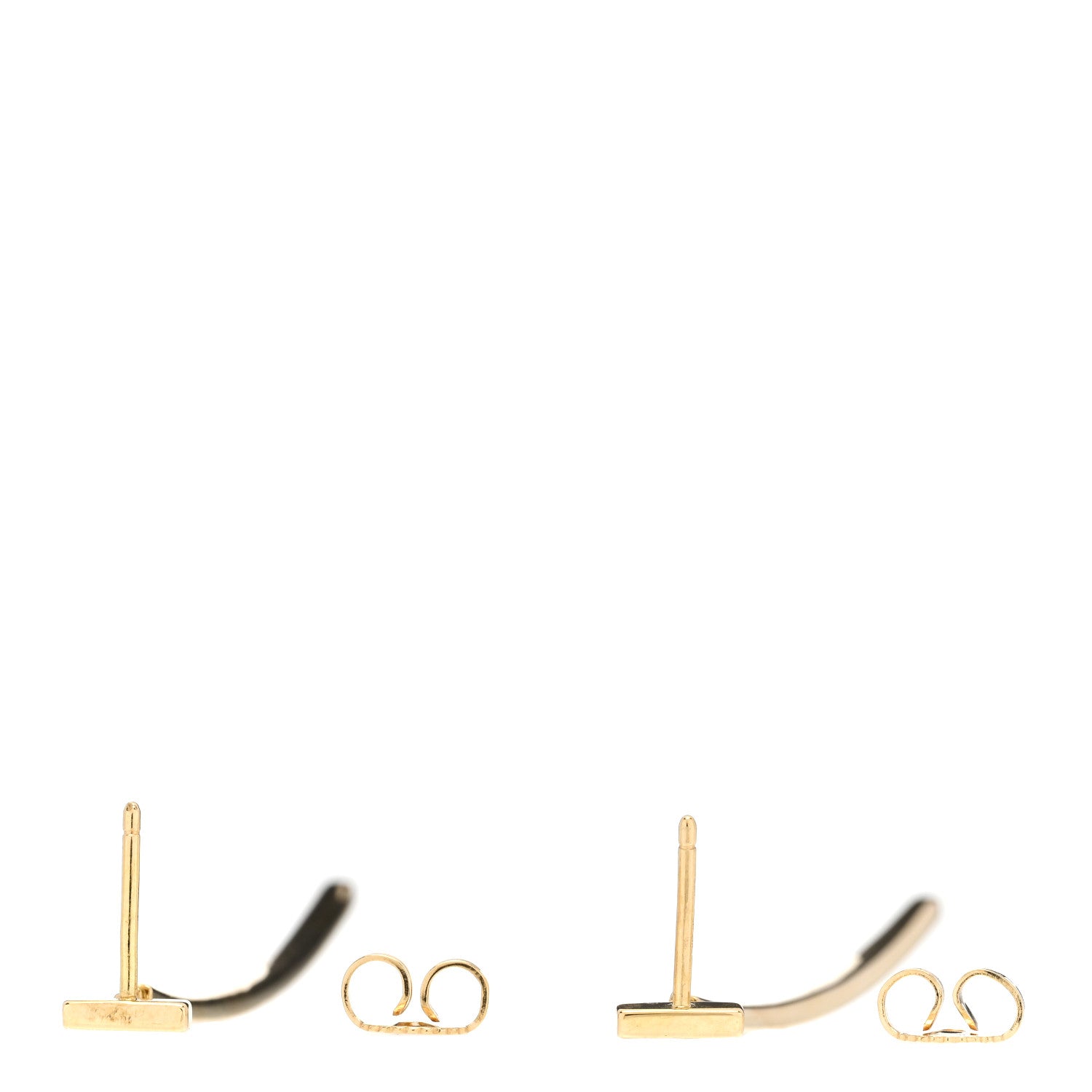 Tiffany 18K Yellow Gold Diamond T Bar Earrings 3 of 5