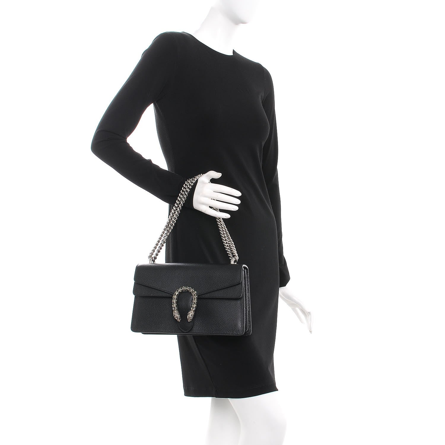 Gucci Pebbled Calfskin Small Dionysus Shoulder Bag Black 2 of 9
