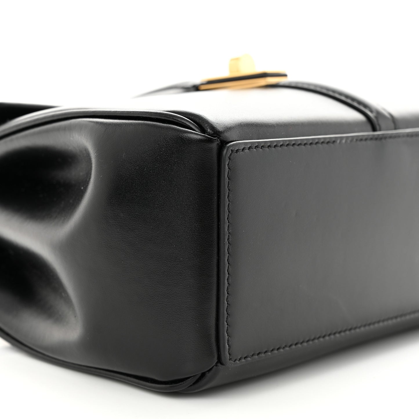 Satinated Calfskin Mini 16 Top Handle Bag Black