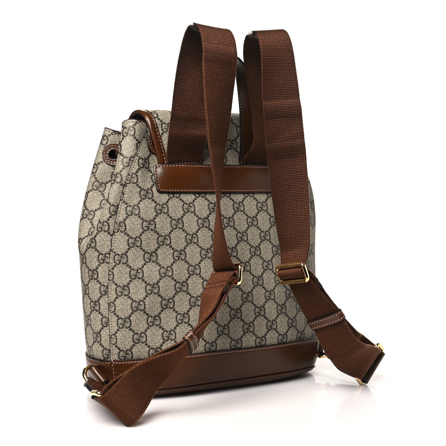 Gucci GG Supreme Monogram Azalea Calfskin Retro Interlocking G Buckle Backpack Beige Ebony Brown Sugar 3 of 11