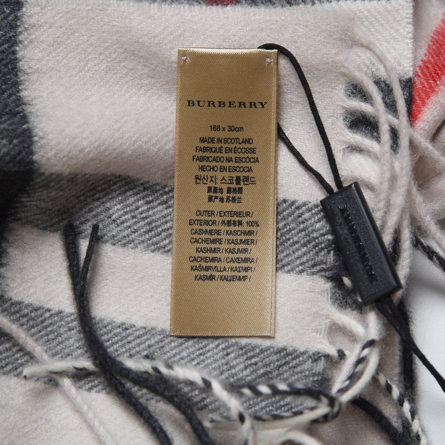 Cashmere Giant Check Fringe Scarf Stone