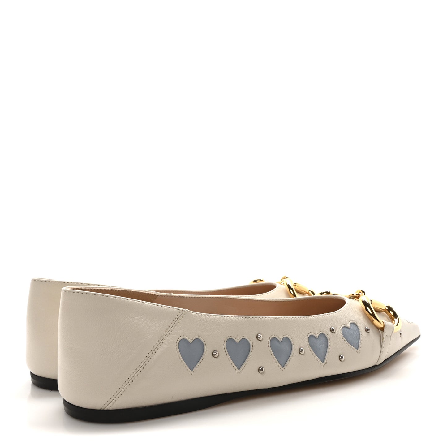 Nappa Lovelight Deva Horsebit Chain Embellished Flats 36.5 Mystic White Paradise Cloude