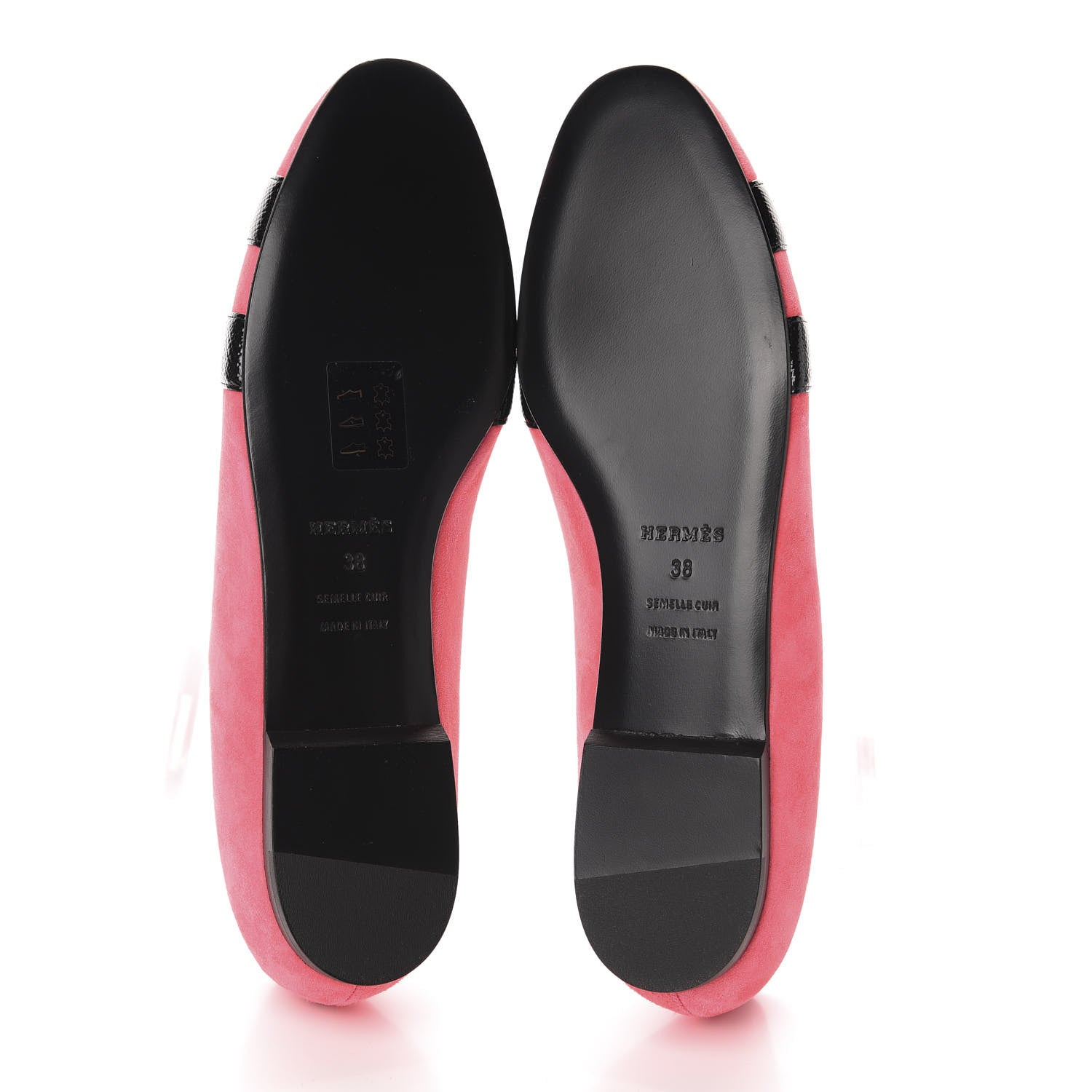 Hermes Velvet Goatskin Patent Epsom Nice Ballerina Flats 38 Fuchsia Black 6 of 8