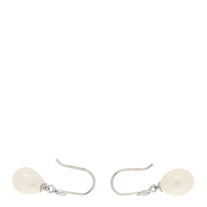 Tiffany Sterling Silver Freshwater Cultured Pearl Paloma Picasso Olive Leaf Drop Earrings 3 of 5