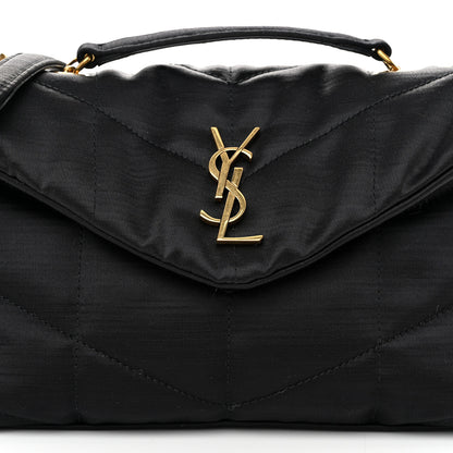 Saint Laurent Satin Quilted Toy Loulou Puffer Monogram Chain Satchel Black 8 of 10
