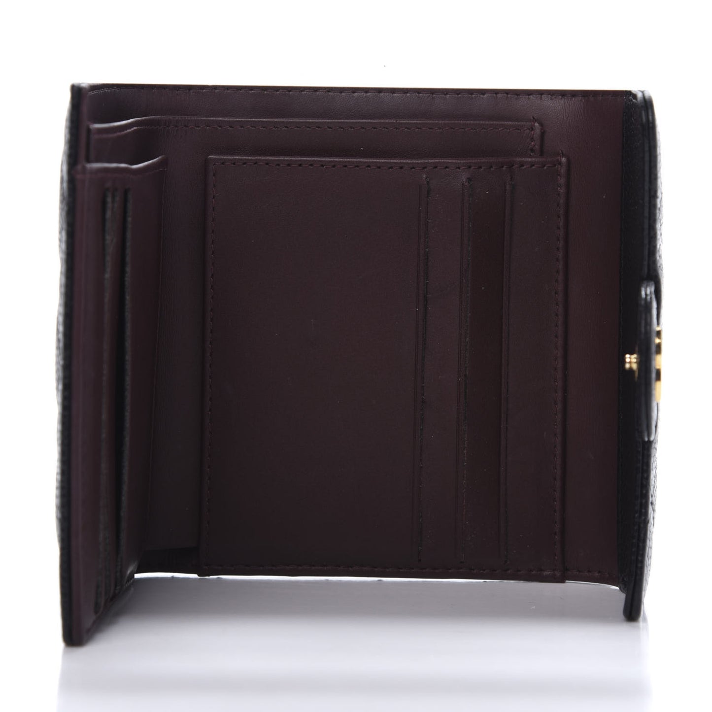 Caviar Quilted Compact Flap Wallet Black