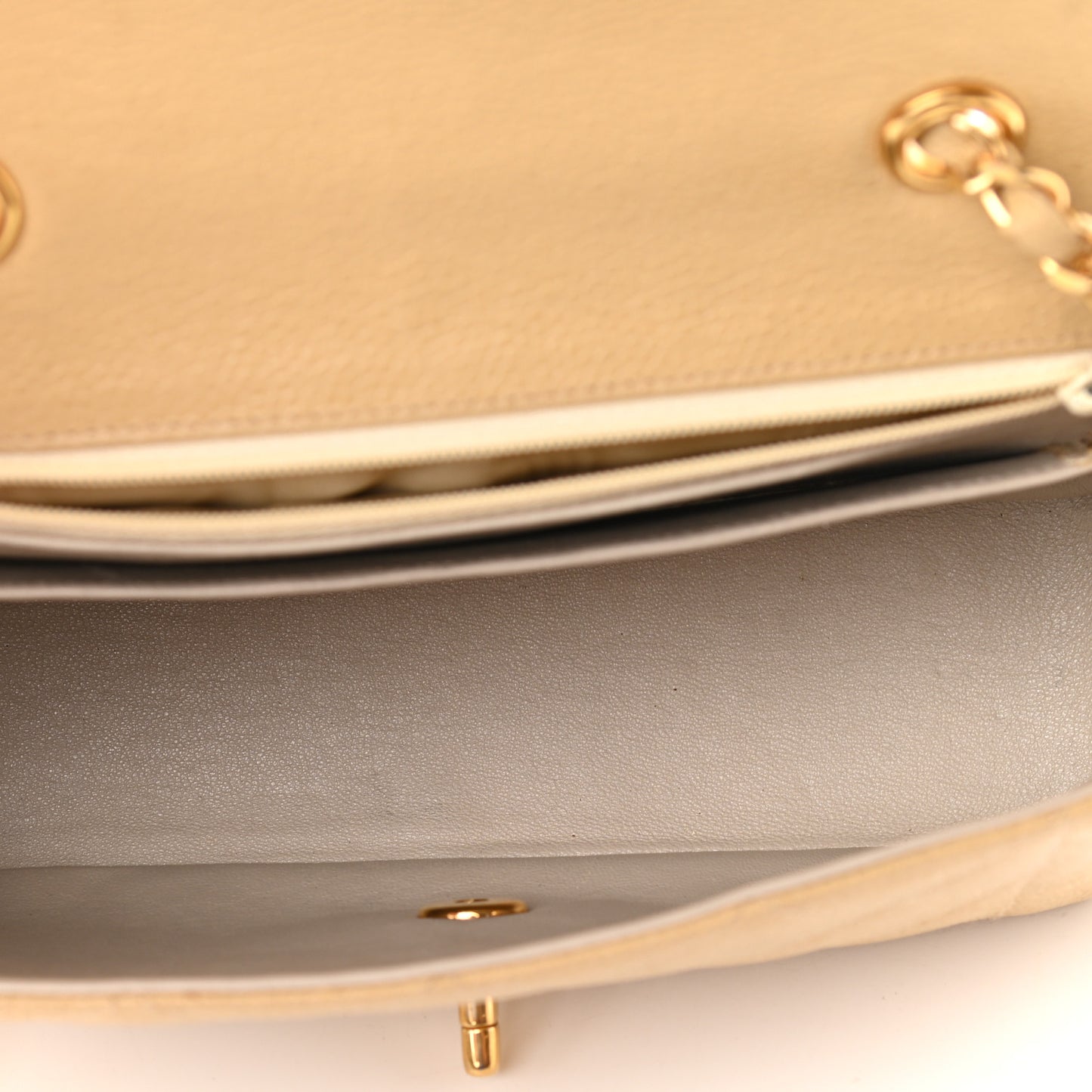 Caviar Quilted Small Single Flap Beige