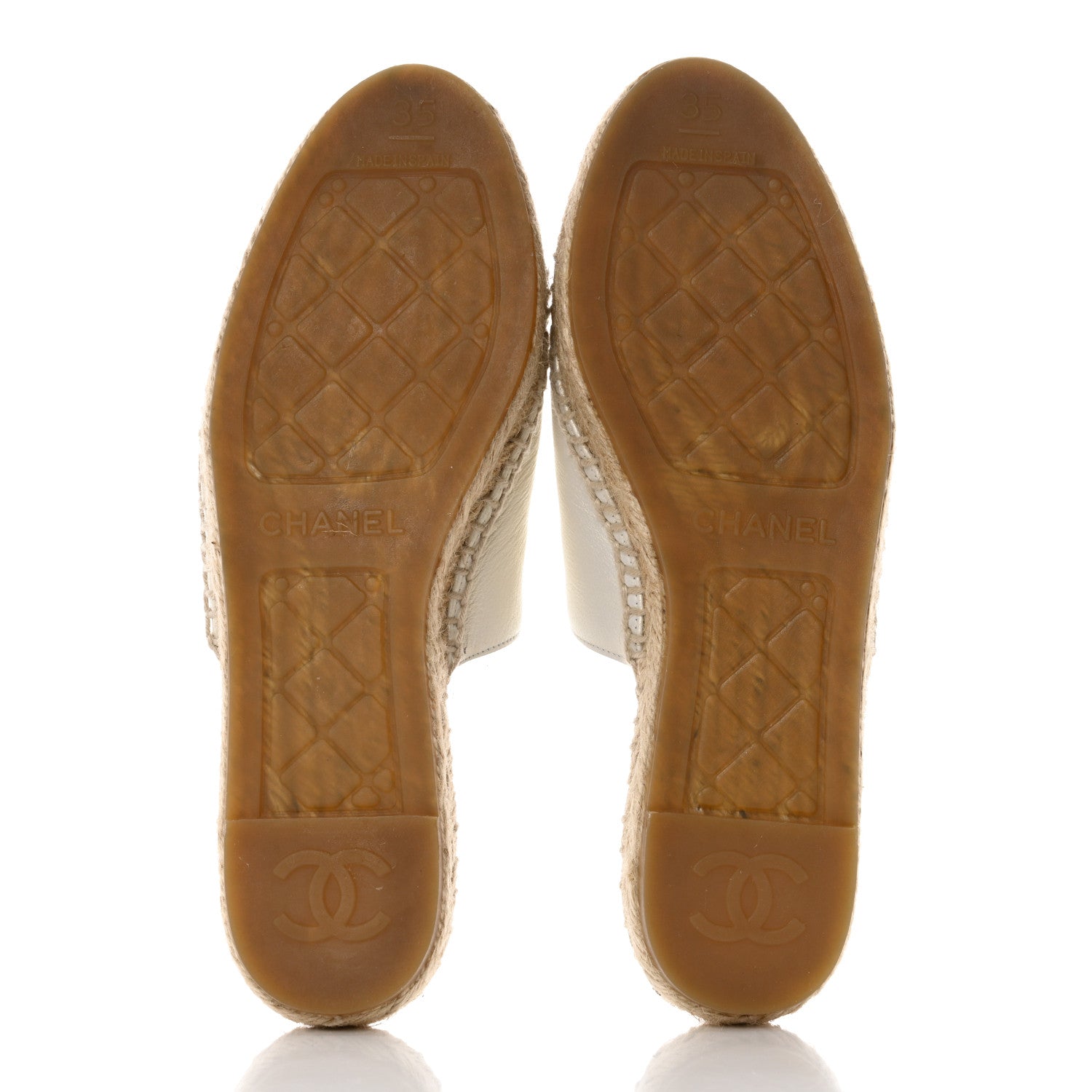 Chanel Iridescent Goatskin CC Espadrille Mules 35 Ivory Black 5 of 10