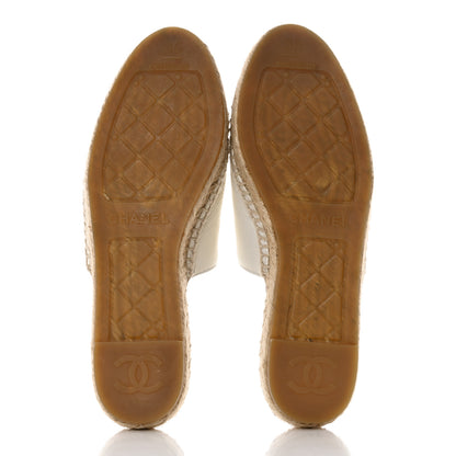 Chanel Iridescent Goatskin CC Espadrille Mules 35 Ivory Black 5 of 10