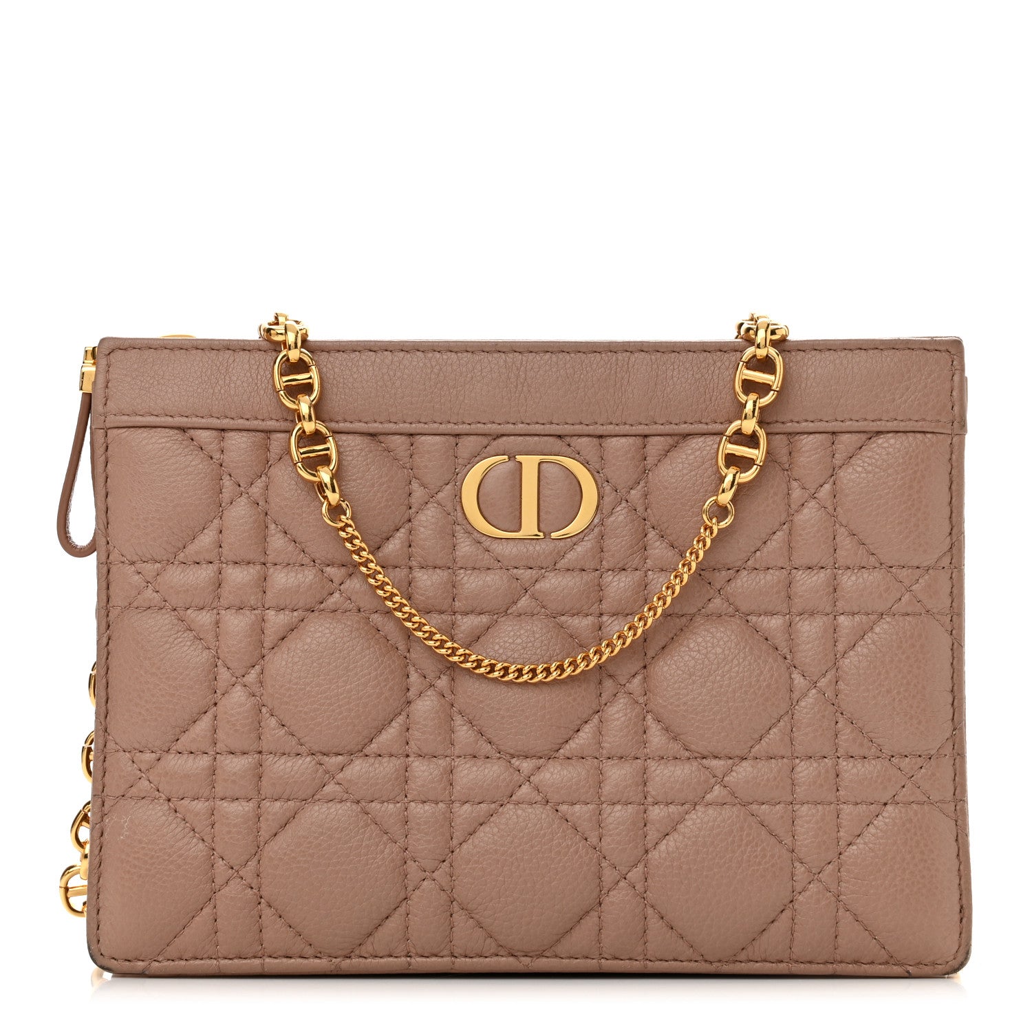 Christian Dior Calfskin Cannage Caro Zipped Pouch With Chain Fard 1 of 13