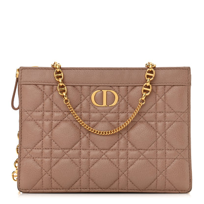 Christian Dior Calfskin Cannage Caro Zipped Pouch With Chain Fard 1 of 13