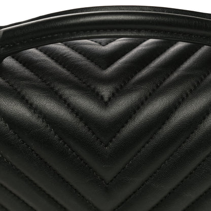 Chanel Lambskin Reverse Chevron Quilted Round Top Handle Flap Black 17 of 18