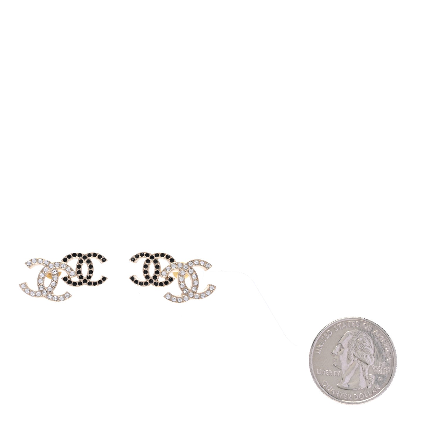 Crystal Double CC Earrings Gold Black