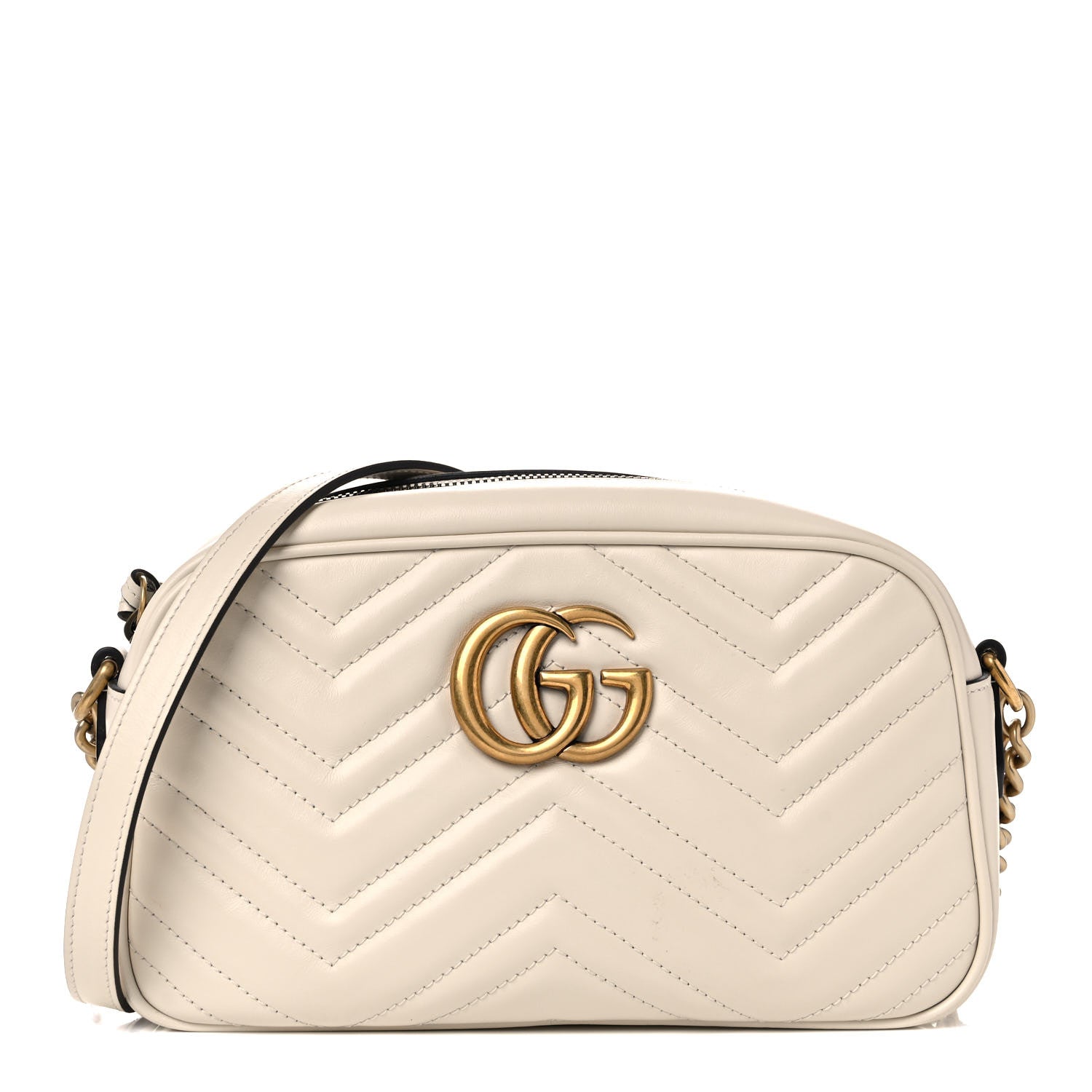 Gucci Calfskin Matelasse Small GG Marmont Chain Shoulder Bag White 1 of 15