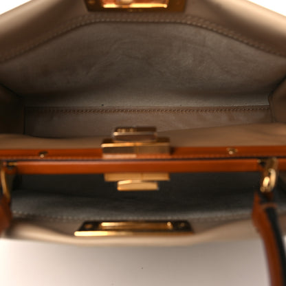 Fendi Vitello Seta Shiny Nappa Medium Peekaboo Iconic Satchel Deserto Mou 5 of 9
