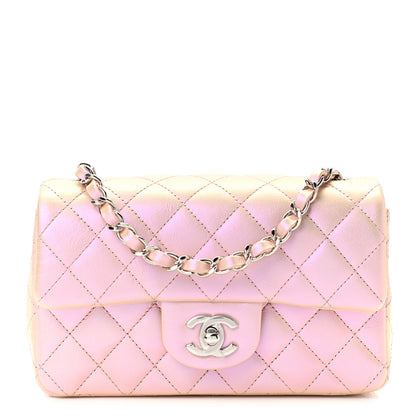 Chanel Iridescent Calfskin Quilted Mini Rectangular Flap Pink 1 of 12