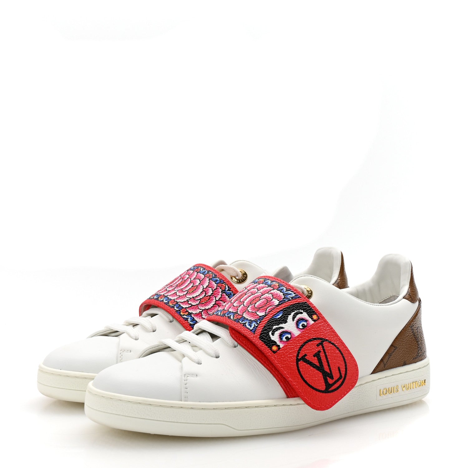 Louis Vuitton Calfskin Reverse Monogram Kabuki Low Top Sneakers 37 White 6 of 7
