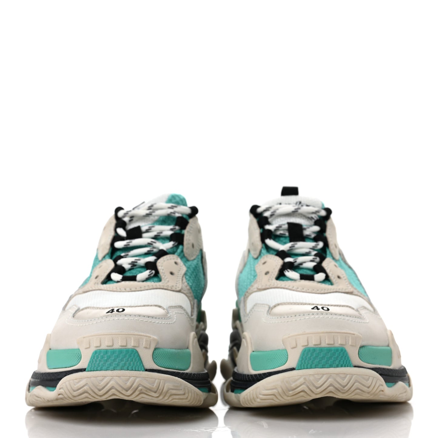 Fabric Mesh Womens Triple S Sneakers 40 White Green Grey