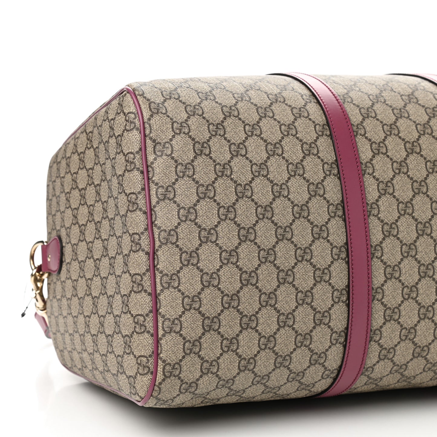 GG Supreme Monogram Selleria Calfskin Medium Carry On Duffle Bag Beige Ebony Peonia Flower