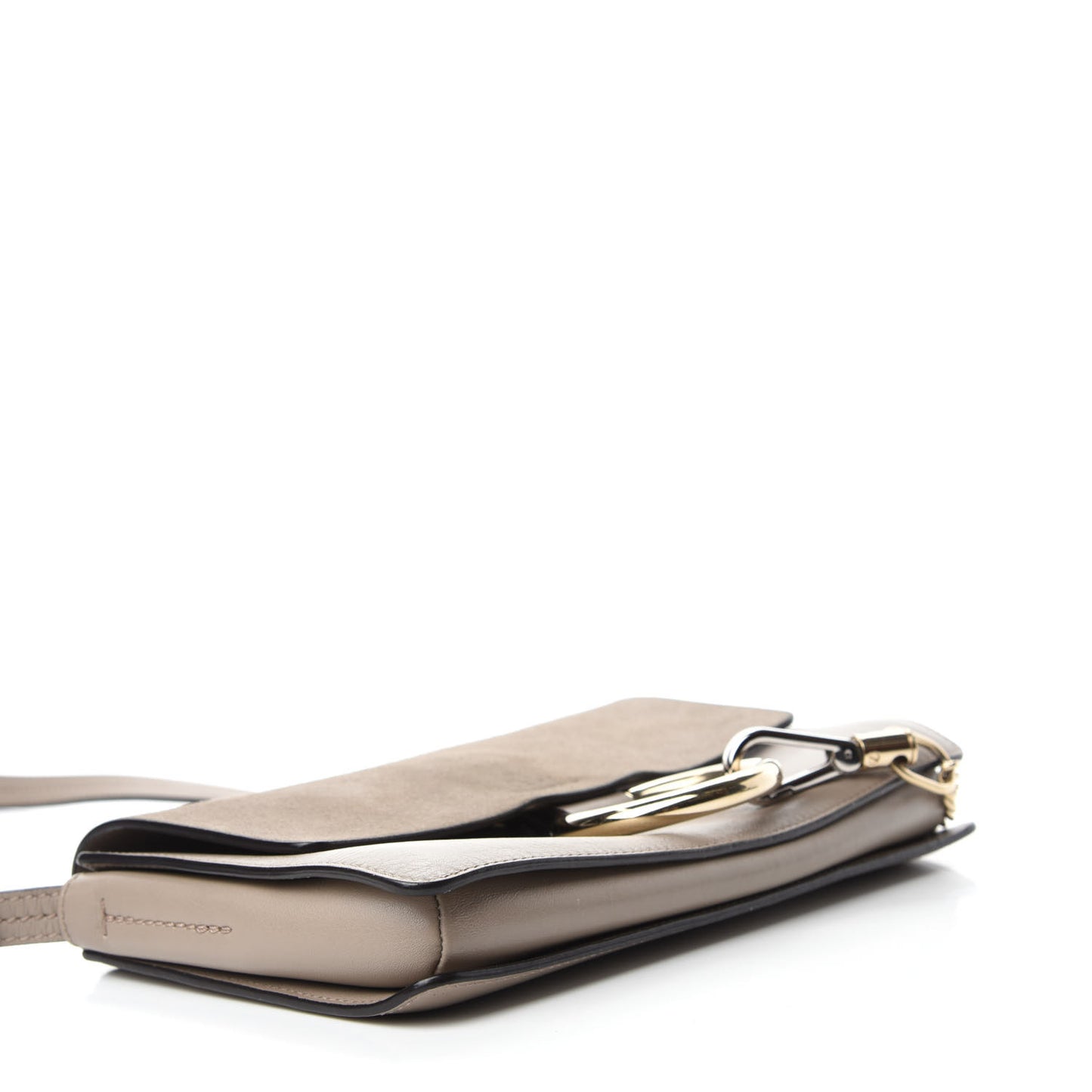 Suede Calfskin Small Faye Shoulder Bag Motty Grey