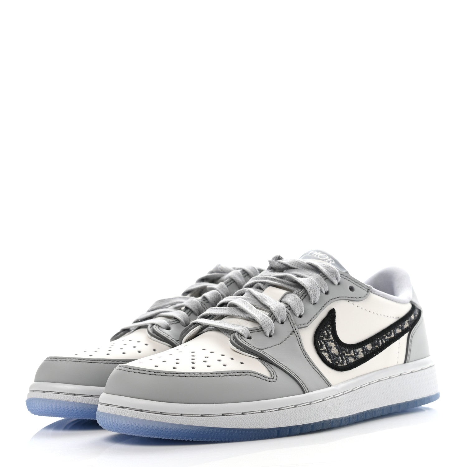 Christian Dior X Nike Air Jordan Calfskin Mens Oblique Low Sneakers 38.5 Beige White 3 of 11