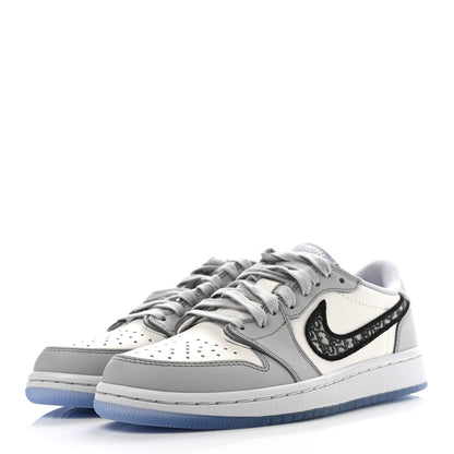 Christian Dior X Nike Air Jordan Calfskin Mens Oblique Low Sneakers 38.5 Beige White 3 of 11