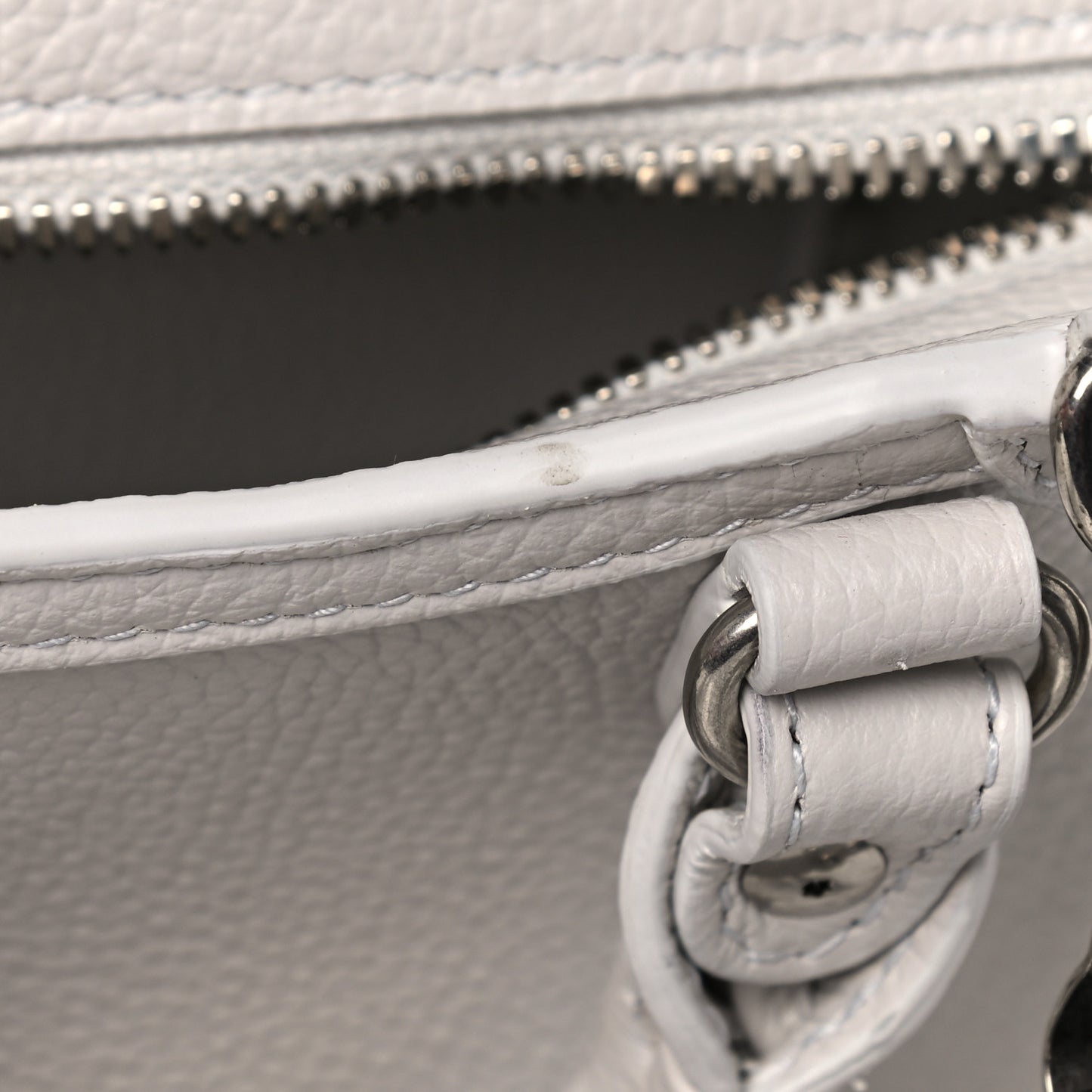 Grained Calfskin Neo Classic Silver Hardware Nano City Crossbody Chalky White