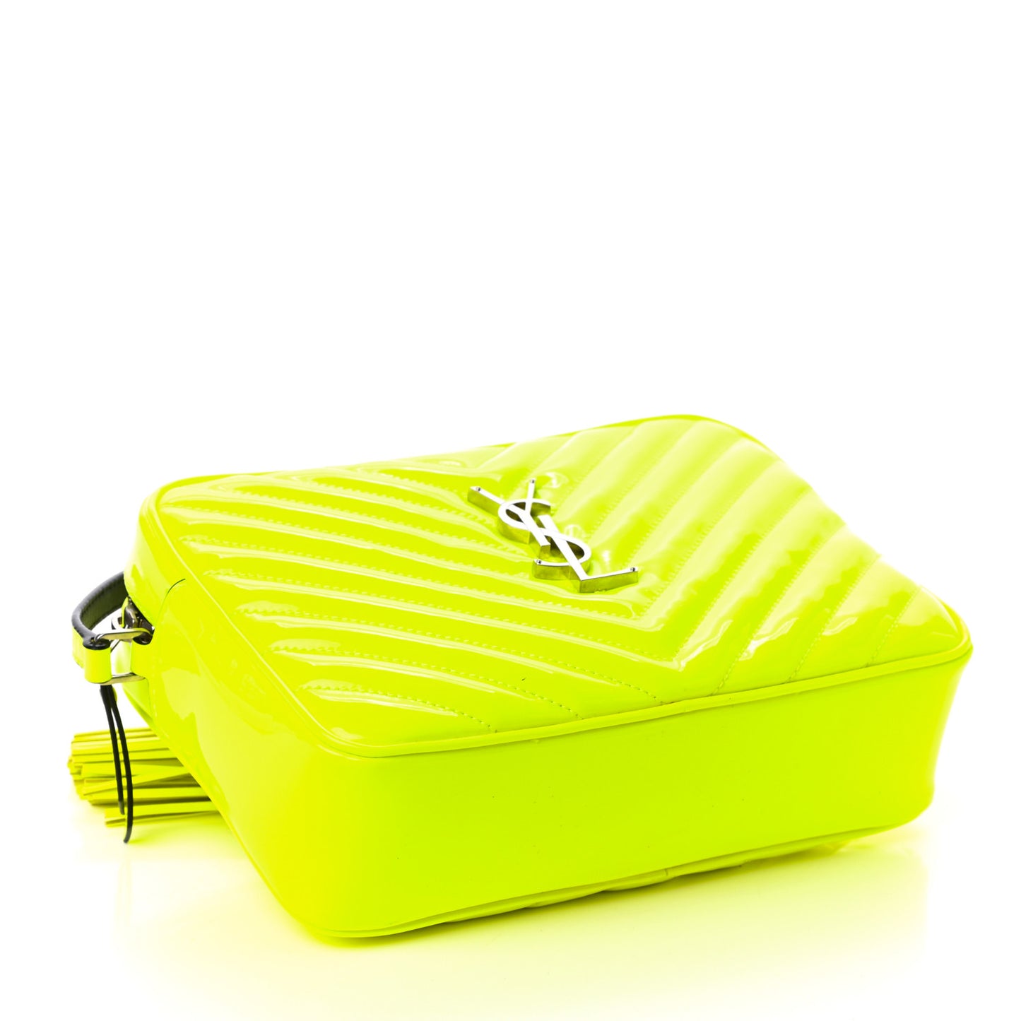 Patent Calfskin Matelasse Monogram Lou Camera Bag Neon Yellow
