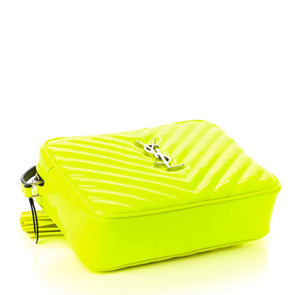 Saint Laurent Patent Calfskin Matelasse Monogram Lou Camera Bag Neon Yellow 4 of 9