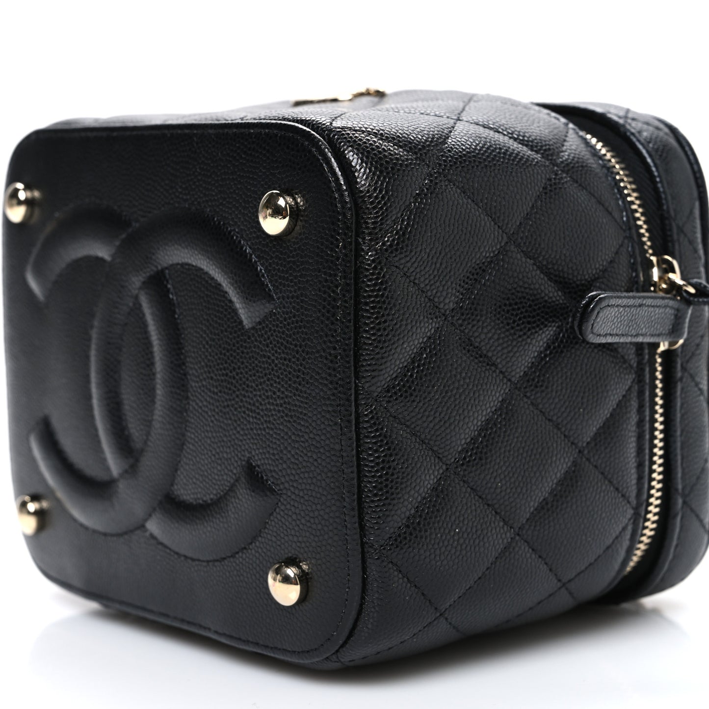 Caviar Quilted Small CC Vanity Case Black Black