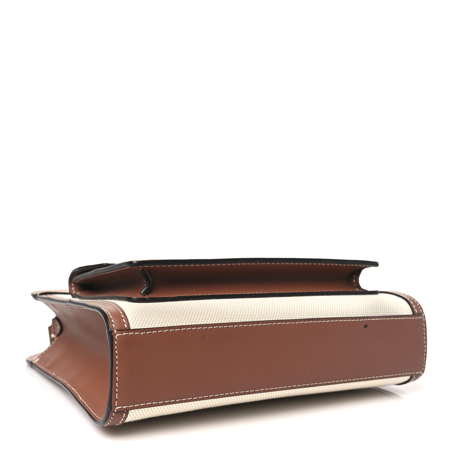 Canvas Smooth Calfskin Two Tone Mini Pocket Bag Natural Malt Brown