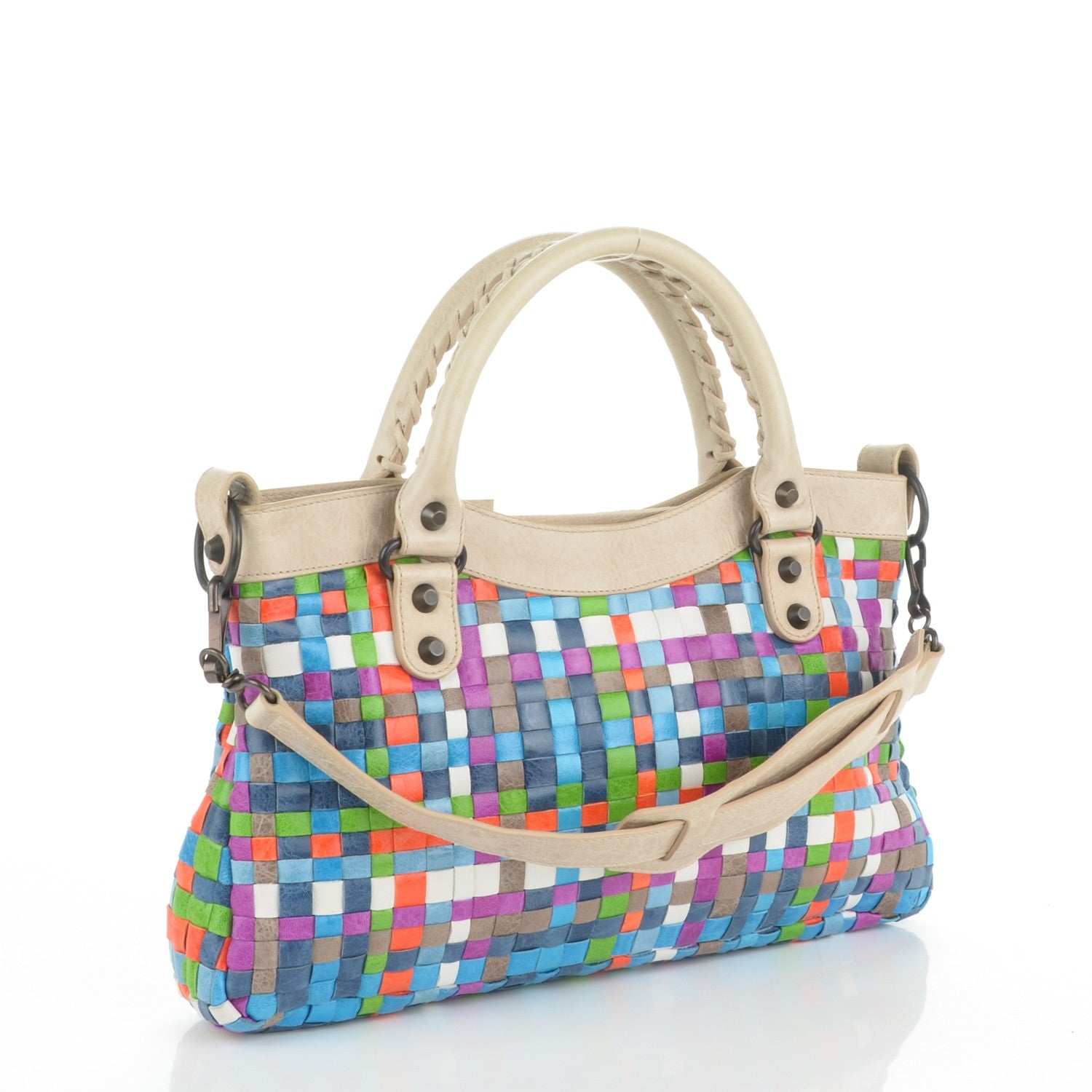 Balenciaga Agneau Lattice Woven Classic Hardware First Multicolor Praline 3 of 8