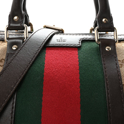 Gucci Monogram Selleria Calfskin Vintage Web Medium Boston Beige Ebony Cocoa 8 of 10