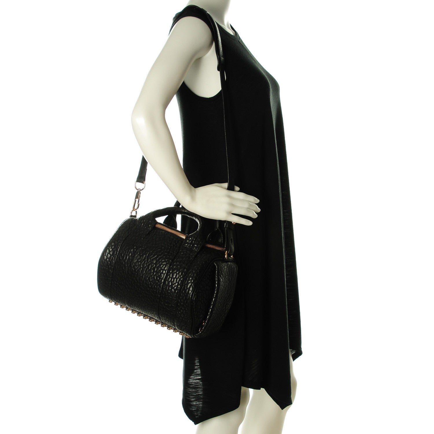 Alexander Wang Pebbled Lambskin Rockie Black Rose Gold Hardware 2 of 8