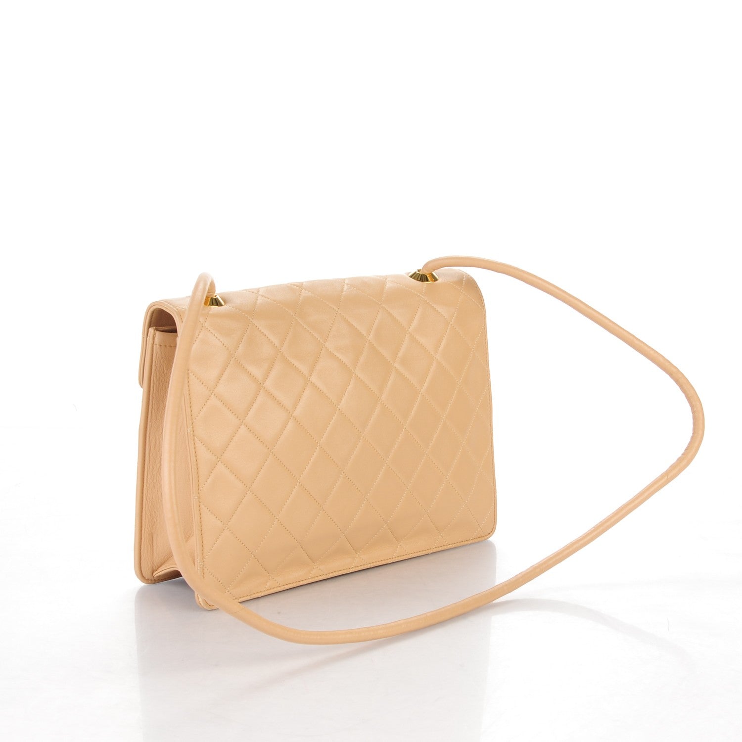 Chanel Lambskin Flap Shoulder Bag Beige 3 of 8