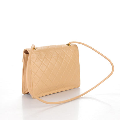 Chanel Lambskin Flap Shoulder Bag Beige 3 of 8