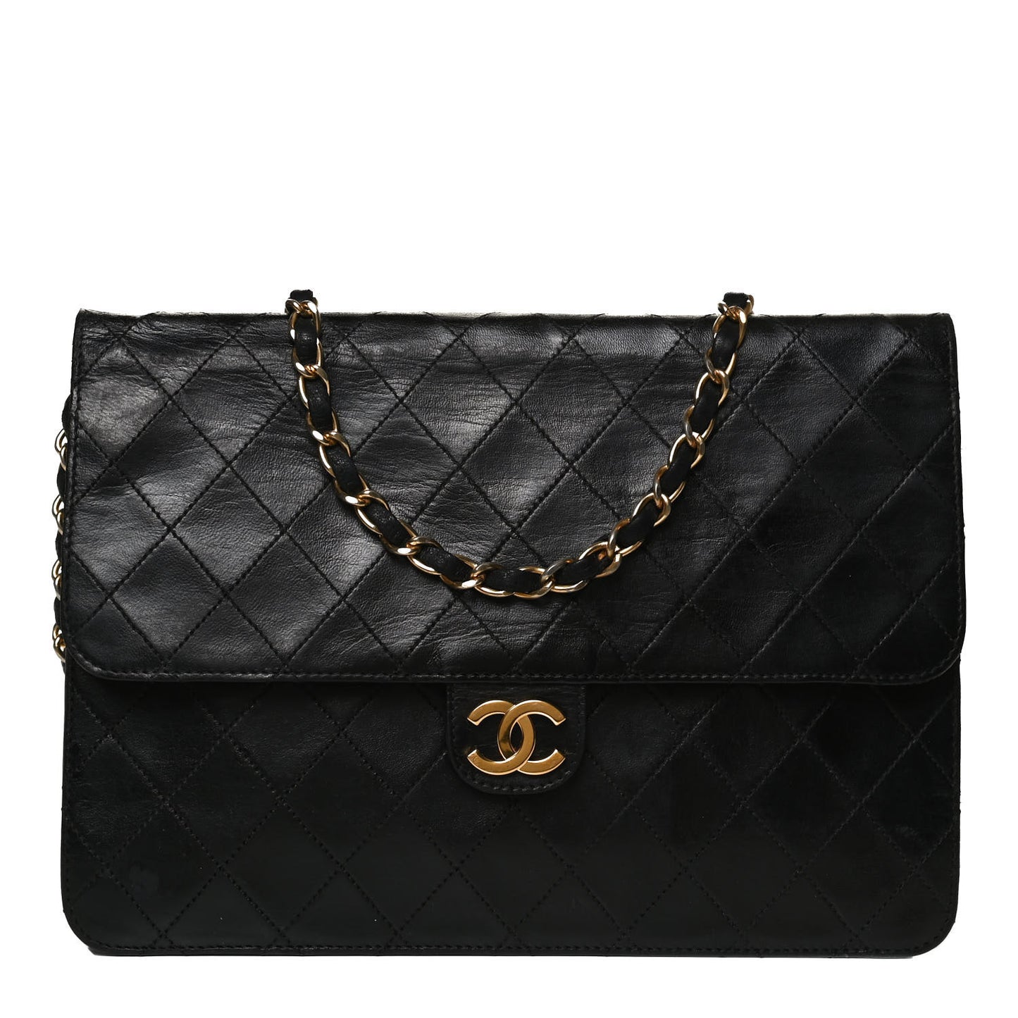 Lambskin Quilted Medium Single Flap Black
