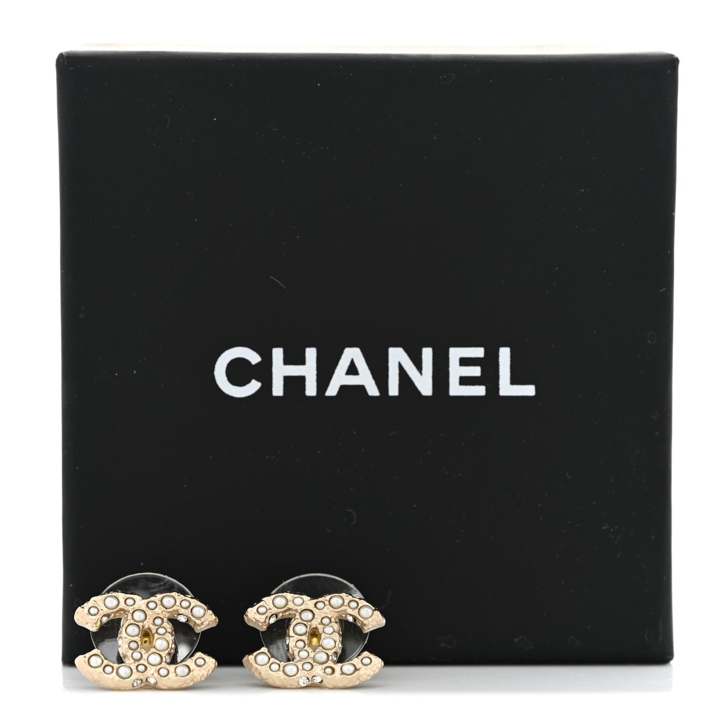Pearl Crystal CC Earrings Light Gold