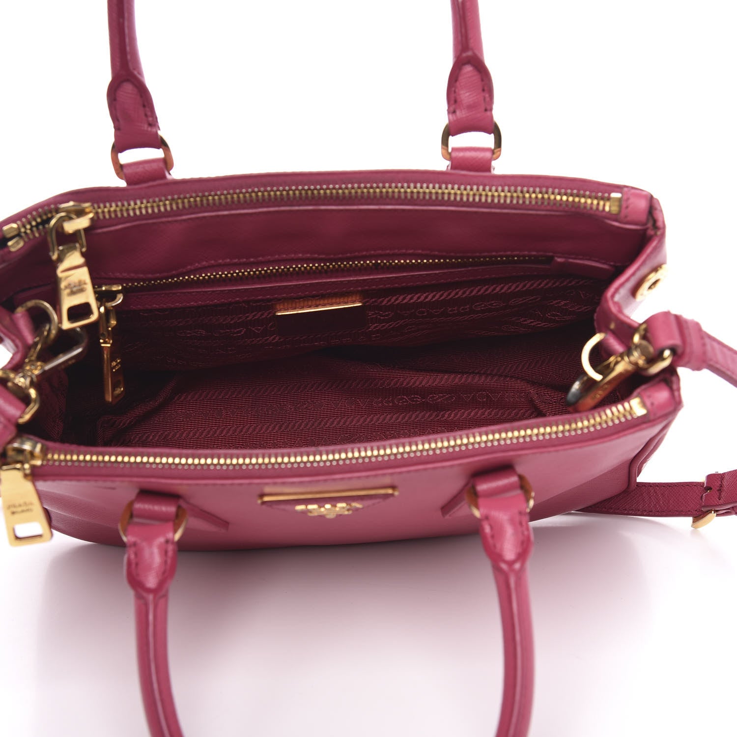 Prada Saffiano Mini Galleria Double Zip Tote Peonia 5 of 12
