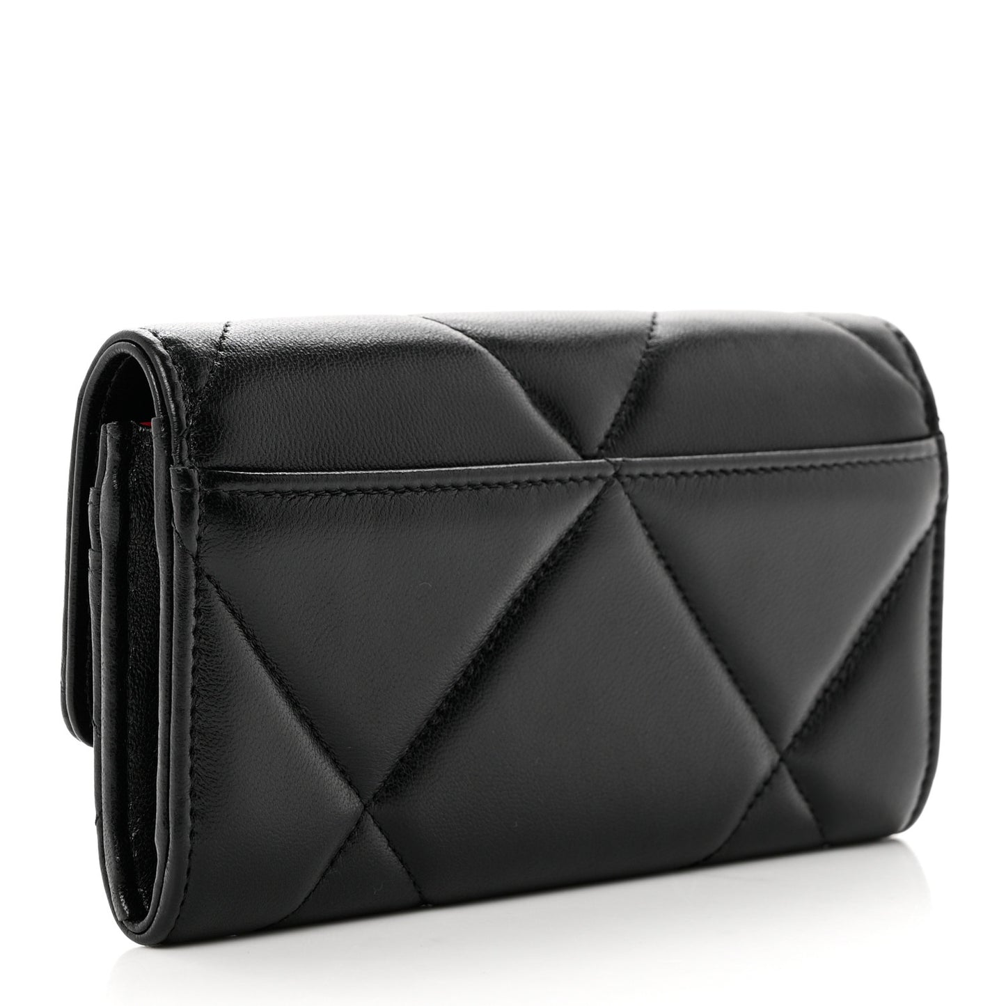 Lambskin Quilted Chanel 19 Flap Wallet Black