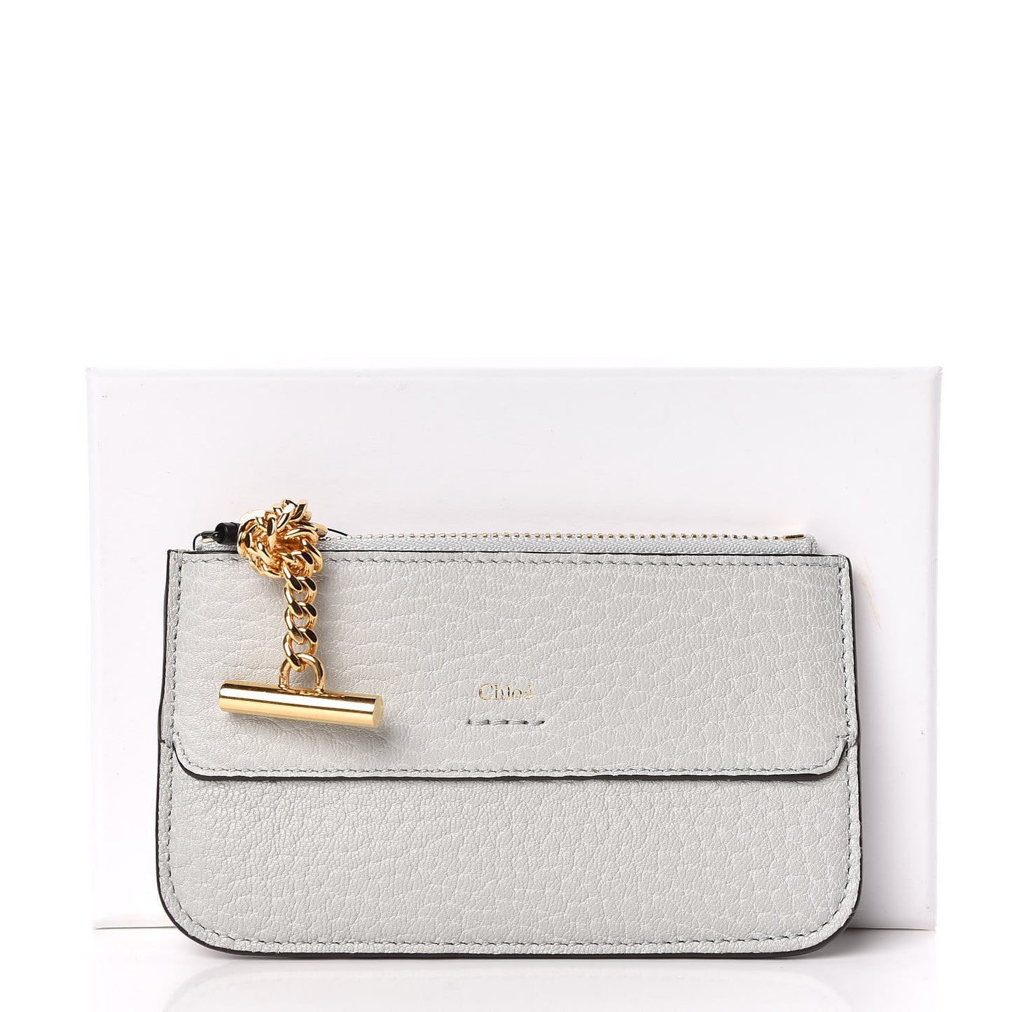 Grained Calfskin Drew Card Holder Airy Grey