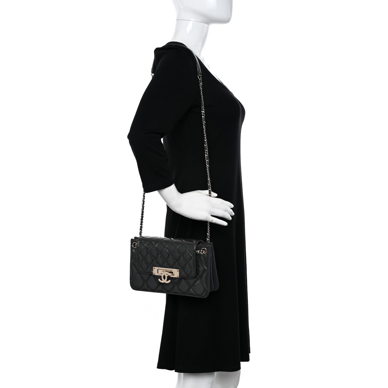 Chanel Patent Golden Class Accordion Flap Bag Dark Grey 2 of 10