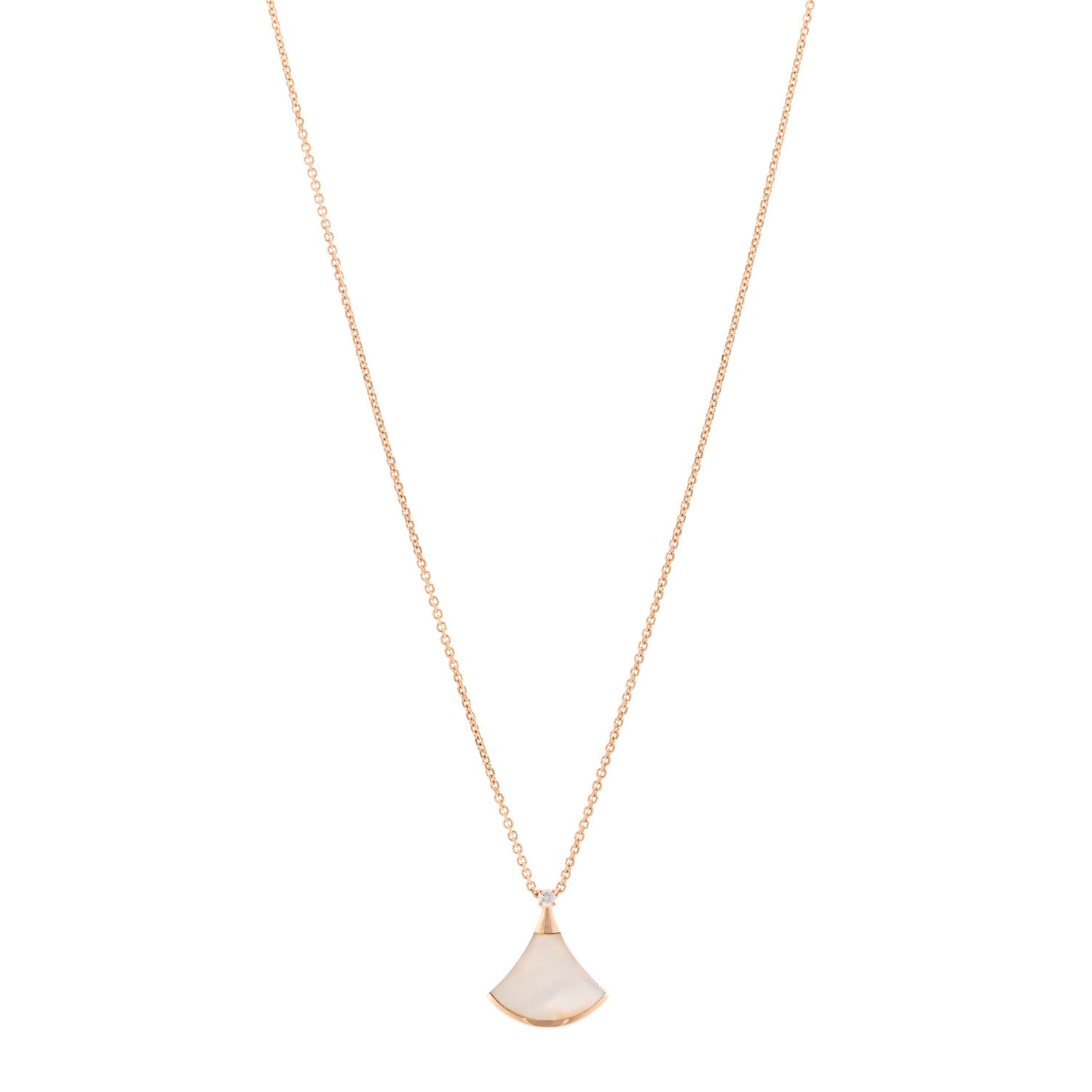 Bulgari 18K Rose Gold Diamond Mother of Pearl Small Divas' Dream Pendant Necklace 1 of 5