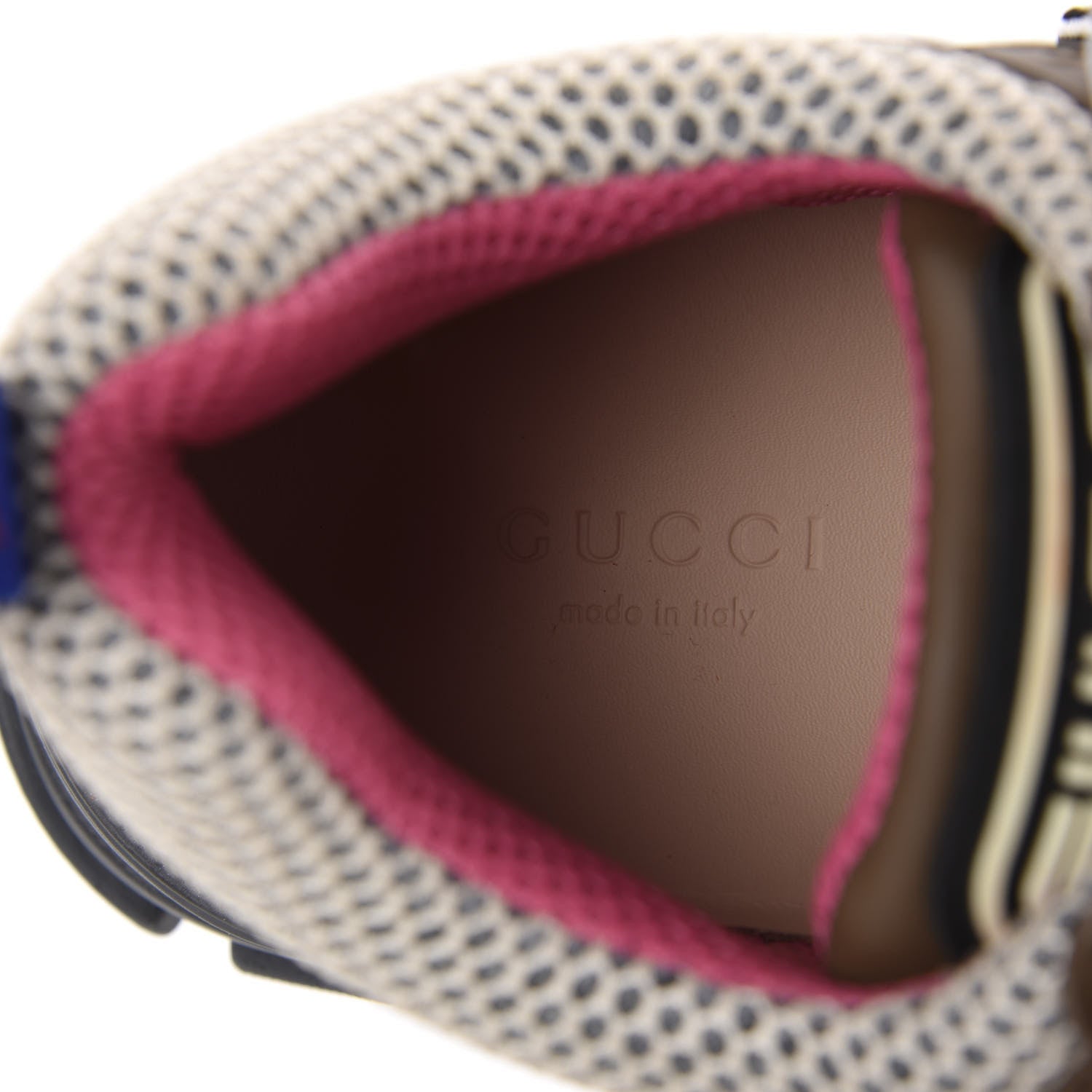 Gucci X SEGA Mesh Canvas Calfskin Womens Flashtrek Sneakers 37.5 White Box Pink Ardesia Loess 7 of 9