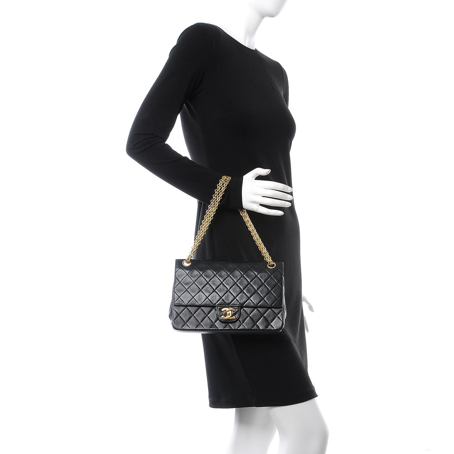 Chanel Lambskin Quilted Medium Bijoux Chain Double Flap Black 3 of 8