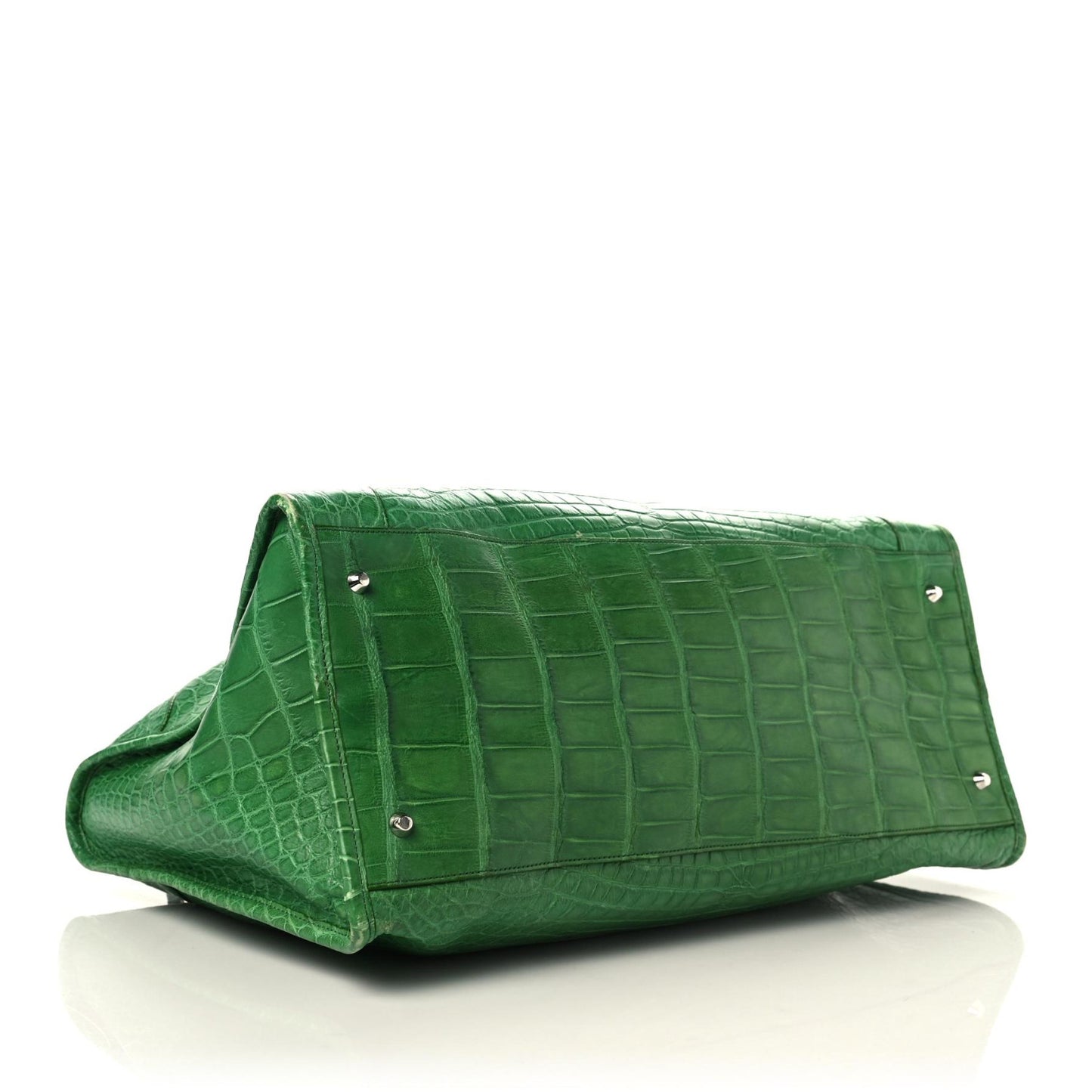 Crocodile Classic Silver Hardware Work Green