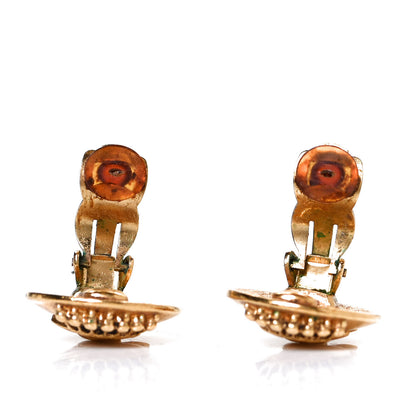 Chanel CC Crown Clip On Earrings Gold 3 of 4